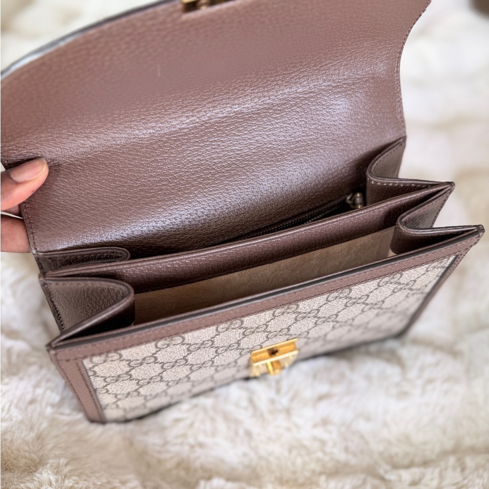 Gucci Beige and Brown Satchel with Gold Accents - Picture 3 of 5
